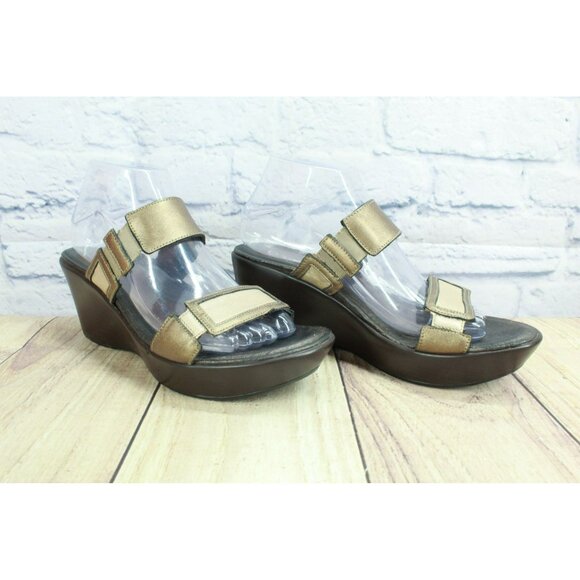 Naot Treasure Grecian Copper Brown Leather Slip-on Wedge Sandal Size 9.5 - Picture 3 of 10